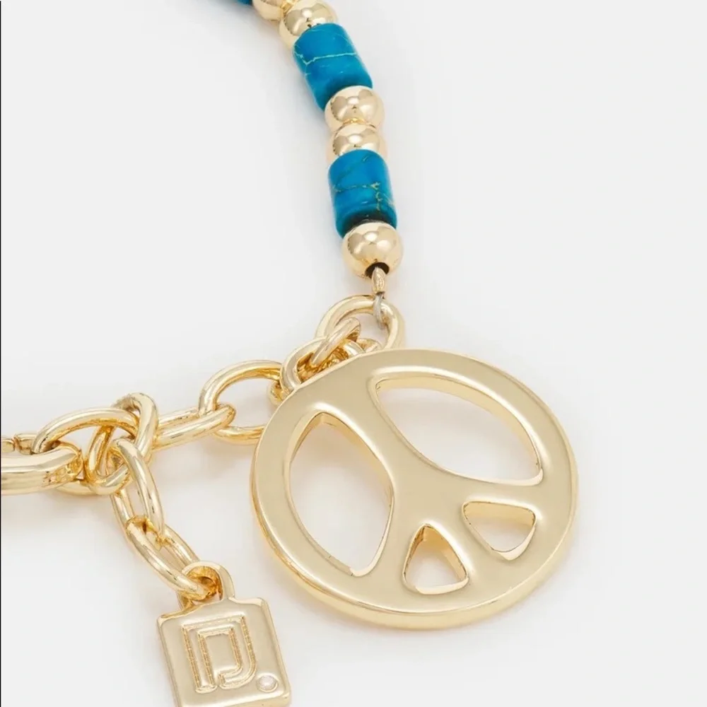 DANNIJO Augustine 10k Goldplated & Turquoise Peace Beaded Bracelet NWT - Picture 6 of 16